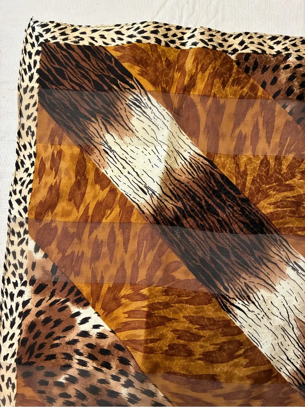 Adrienne Vittadini Animal-Print Diagonal Square Sheer Silk Scarf